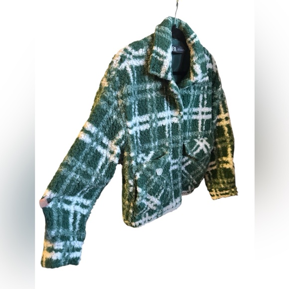 Zara Plaid Shearling Jacket EUC - Picture 2 of 5